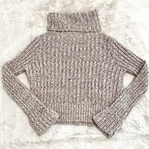 Free People Cropped Turtleneck Sweater Pink & Grey Size S